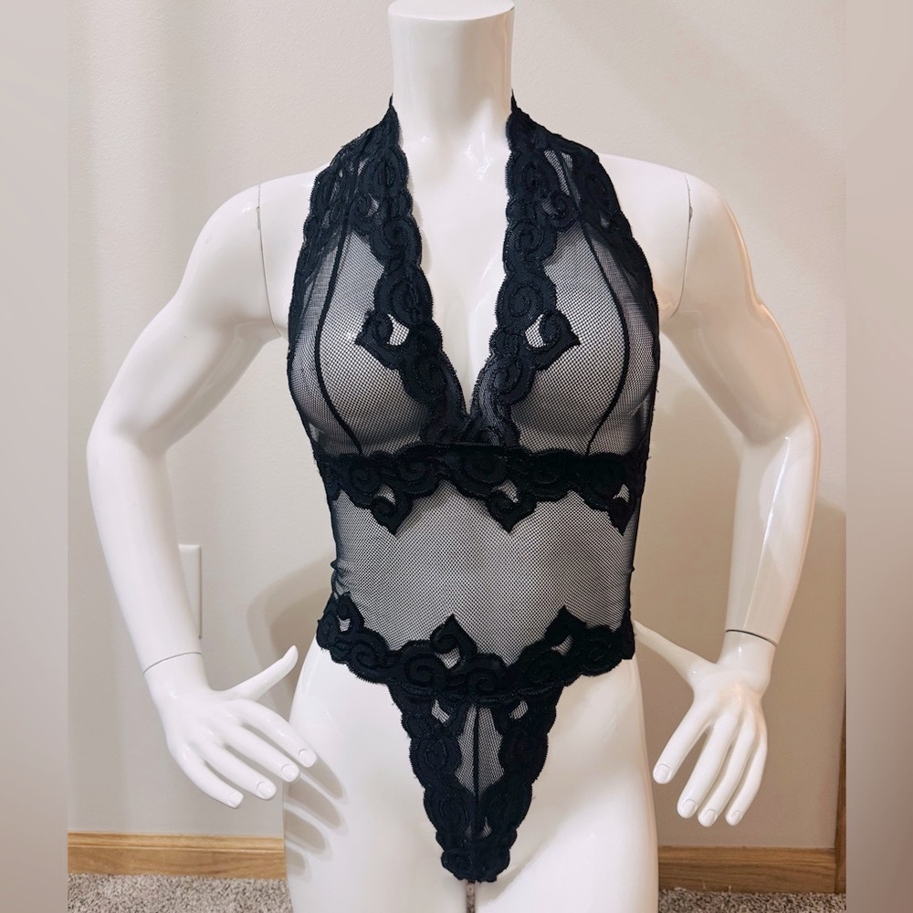Elegant Black Lace Bodysuit